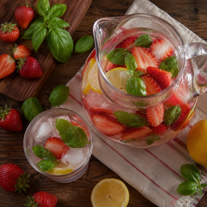 Strawberry Basil and Lemon Metabolism Water